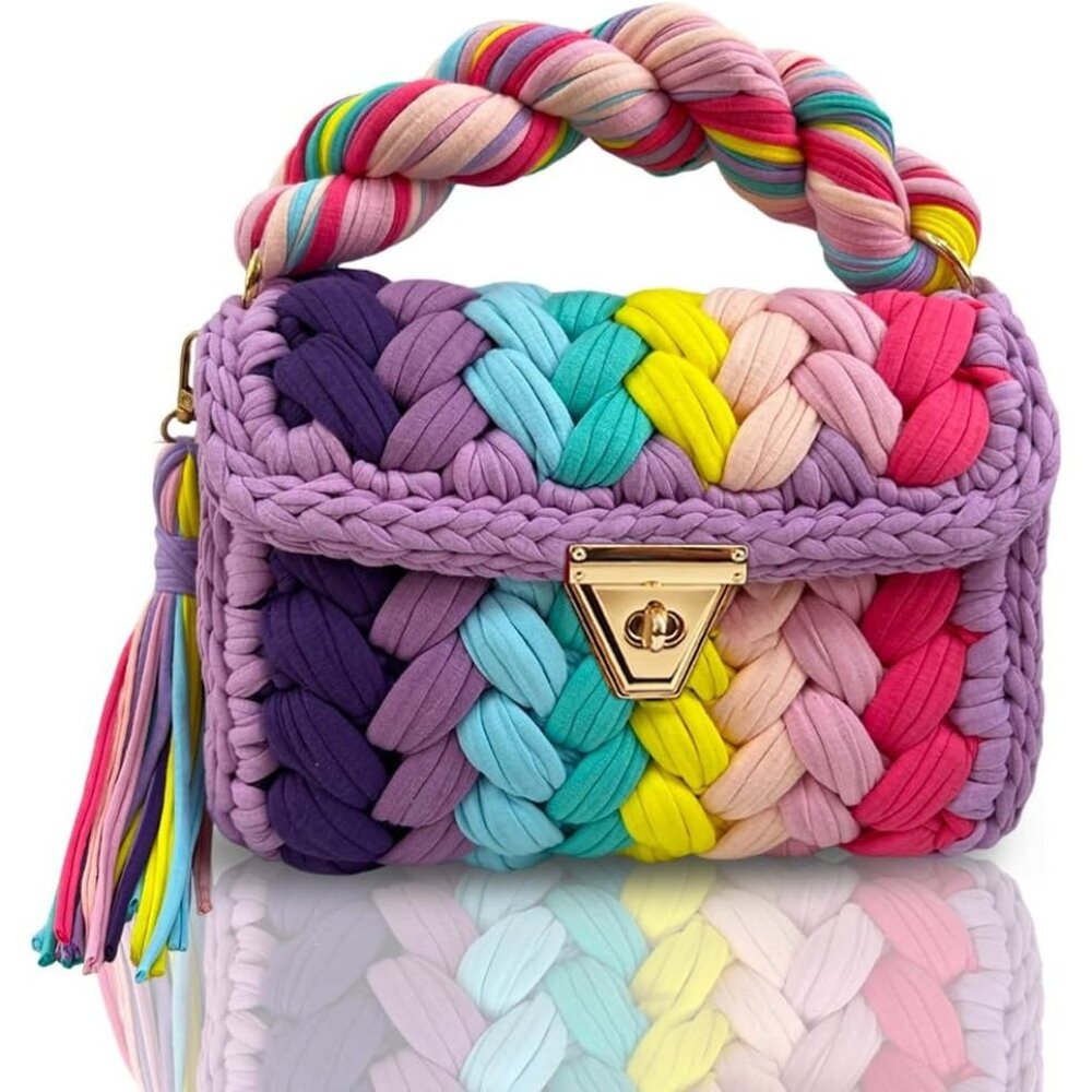 Women's Multi Evening Clutch Handmade Crochet Small Formal Flap Crossbody Bag